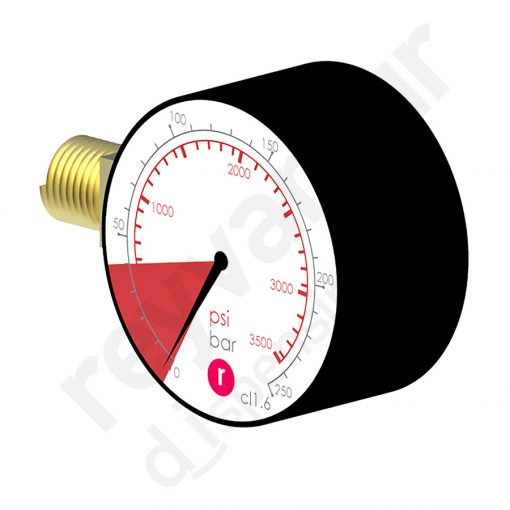 Manómetro de 0 a 250 bares con cogida a la izquierda y rosca ¼″ NPT. Reyvarsur, soluciones en dispensación de bebidas, cerveza, vino, sidra, agua o soda.